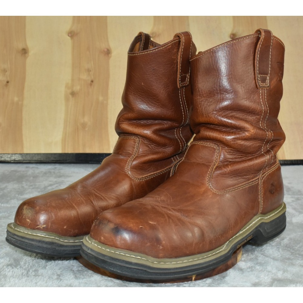Wolverine Raider 10" Men Work Boots Size 10.5 E. Wide Brown Steel Toe Wellington